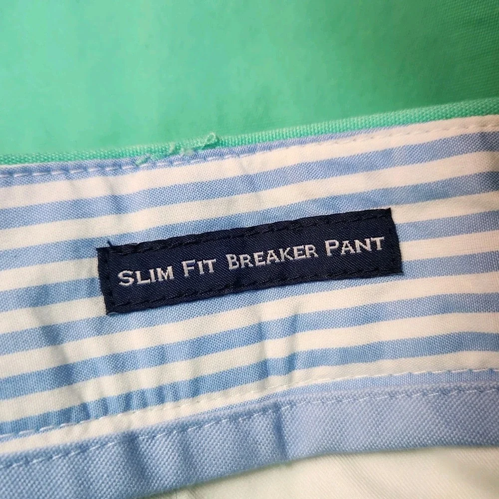 Vineyard Vines Mens 32x30 Slim Fit Breaker Pants Mint Green  Preppy Khaki‎ Golf